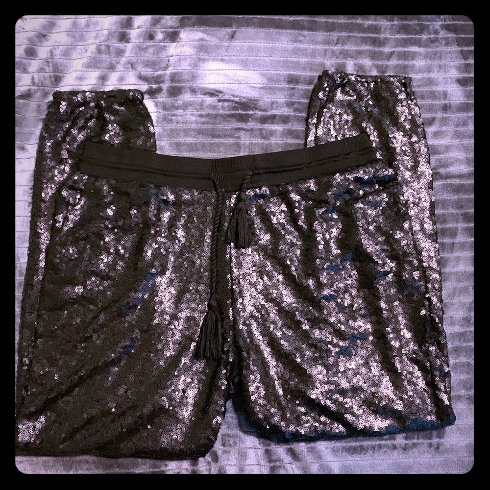 NWOT black sequin jogging pants